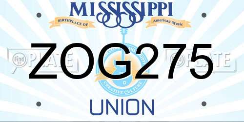 ZOG275 Mississippi License Plate