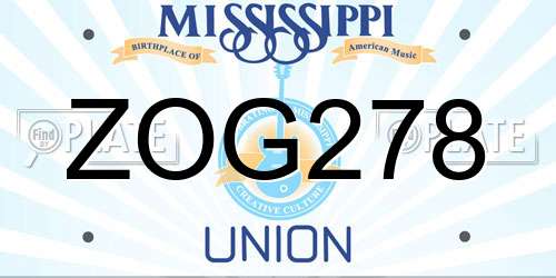 ZOG278 Mississippi License Plate