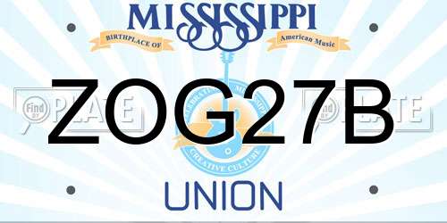 ZOG27B Mississippi License Plate