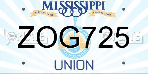 ZOG725 Mississippi License Plate