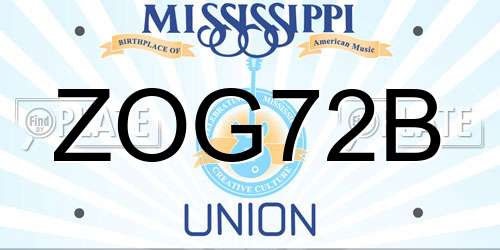 ZOG72B Mississippi License Plate