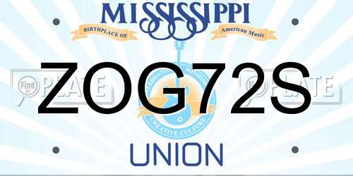 ZOG72S Mississippi License Plate