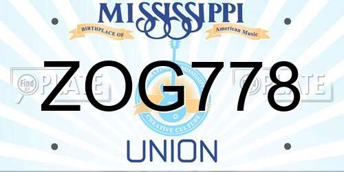 ZOG778 Mississippi License Plate