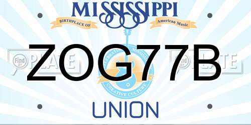 ZOG77B Mississippi License Plate