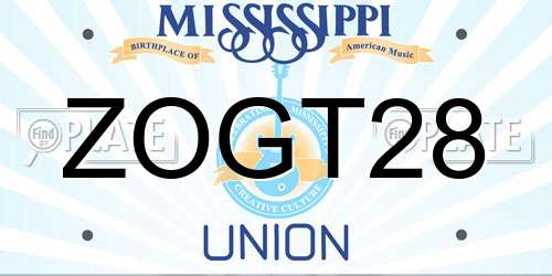 ZOGT28 Mississippi License Plate