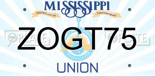 ZOGT75 Mississippi License Plate