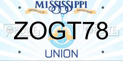 ZOGT78 Mississippi License Plate