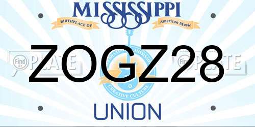 ZOGZ28 Mississippi License Plate