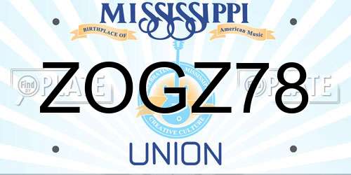 ZOGZ78 Mississippi License Plate