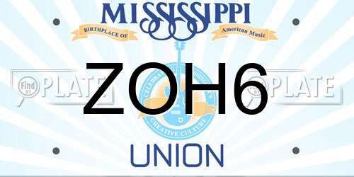 ZOH6 Mississippi License Plate