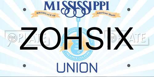 ZOHSIX Mississippi License Plate