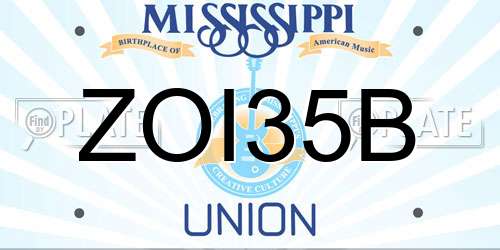 ZOI35B Mississippi License Plate
