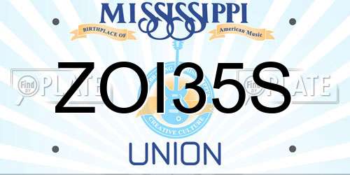 ZOI35S Mississippi License Plate