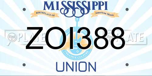 ZOI388 Mississippi License Plate