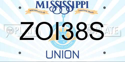 ZOI38S Mississippi License Plate