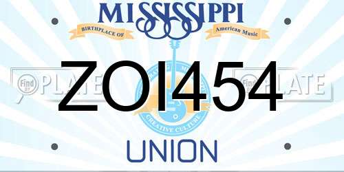ZOI454 Mississippi License Plate