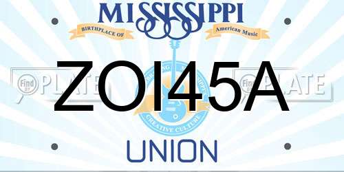 ZOI45A Mississippi License Plate