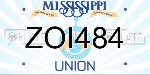 ZOI484 Mississippi License Plate