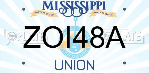 ZOI48A Mississippi License Plate