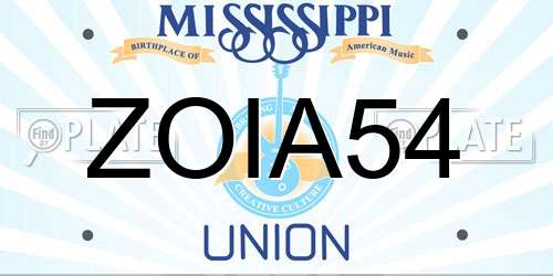 ZOIA54 Mississippi License Plate