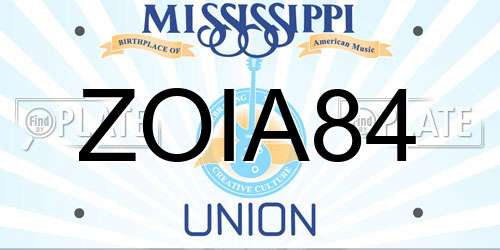 ZOIA84 Mississippi License Plate