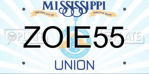 ZOIE55 Mississippi License Plate