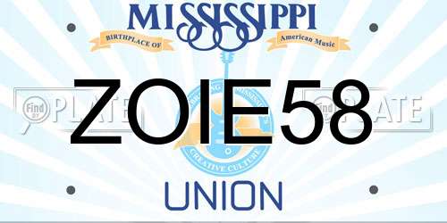 ZOIE58 Mississippi License Plate