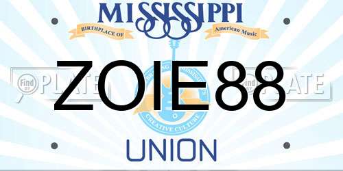 ZOIE88 Mississippi License Plate