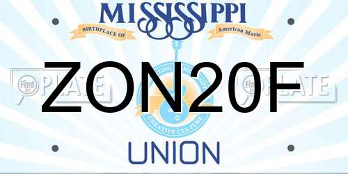 ZON20F Mississippi License Plate
