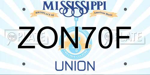ZON70F Mississippi License Plate