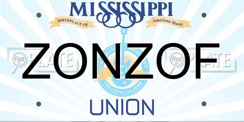 ZONZOF Mississippi License Plate
