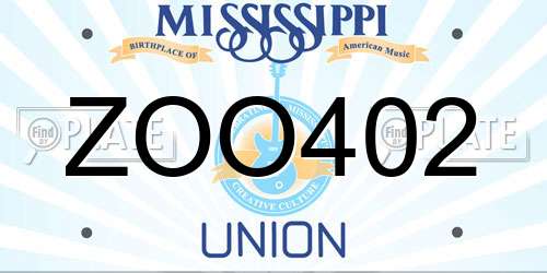 ZOO402 Mississippi License Plate