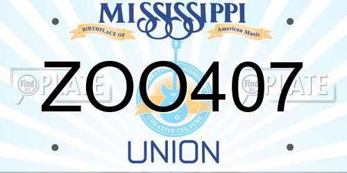 ZOO407 Mississippi License Plate