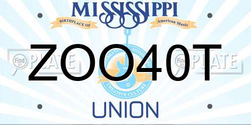 ZOO40T Mississippi License Plate