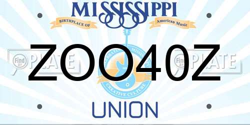 ZOO40Z Mississippi License Plate
