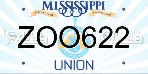 ZOO622 Mississippi License Plate