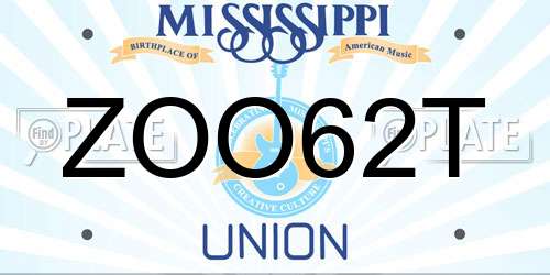 ZOO62T Mississippi License Plate