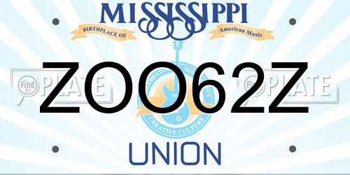 ZOO62Z Mississippi License Plate