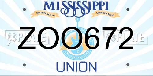 ZOO672 Mississippi License Plate