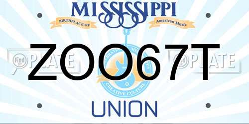 ZOO67T Mississippi License Plate