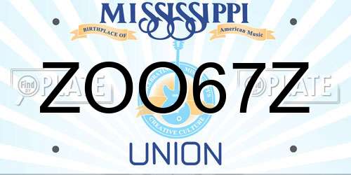 ZOO67Z Mississippi License Plate
