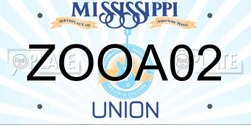 ZOOA02 Mississippi License Plate