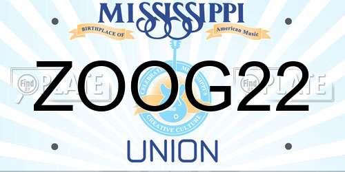 ZOOG22 Mississippi License Plate