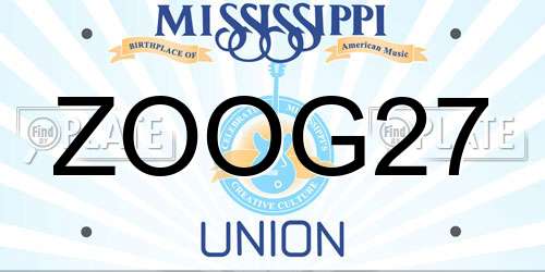 ZOOG27 Mississippi License Plate