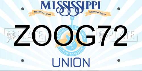 ZOOG72 Mississippi License Plate