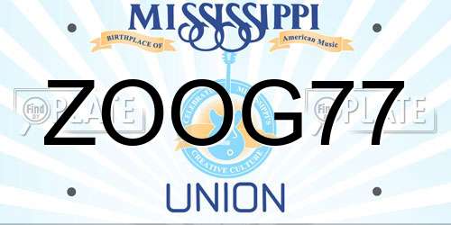 ZOOG77 Mississippi License Plate
