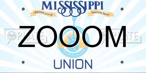 ZOOOM Mississippi License Plate