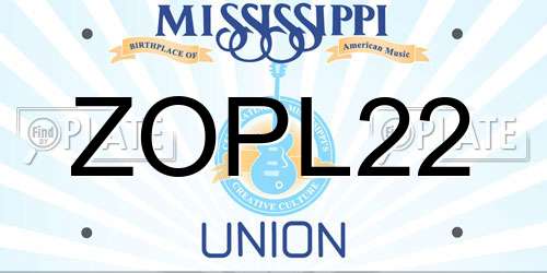 ZOPL22 Mississippi License Plate
