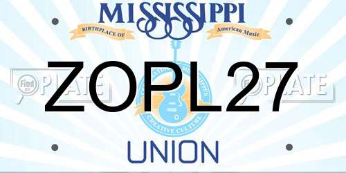 ZOPL27 Mississippi License Plate