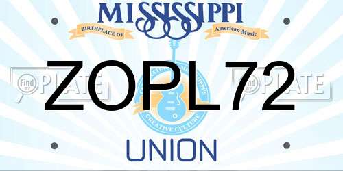 ZOPL72 Mississippi License Plate